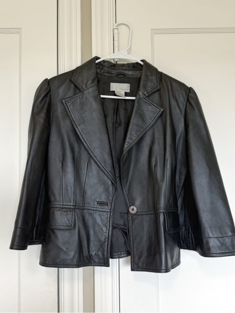 Vintage 90s Black Leather Cropped Jacket